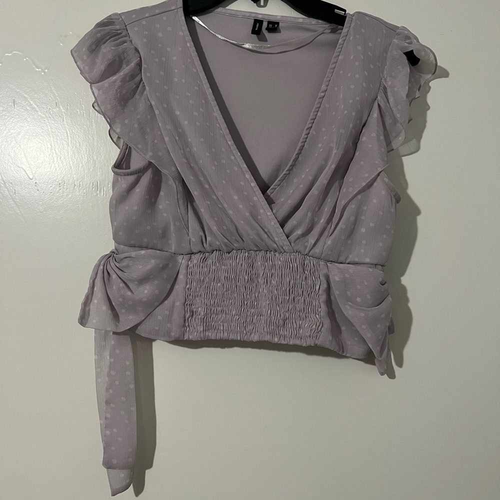 Elegant Lavender Ruffle Wrap Top